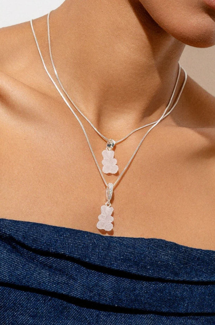 Fizzy Bear Pendant, Crystal Silver Connector