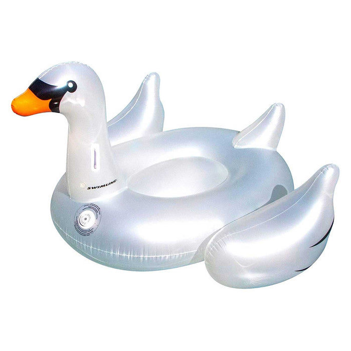 Giant Inflatable LED Light - Up Swan Pool Raft - Great Backyard Place