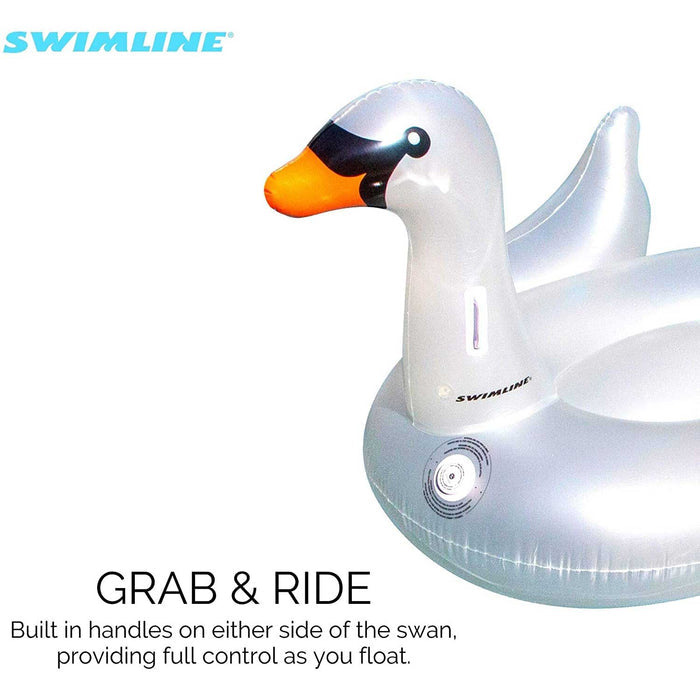 Giant Inflatable LED Light - Up Swan Pool Raft - Great Backyard Place