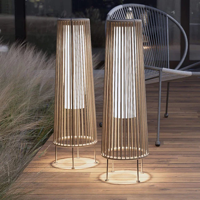 GRAND PATIO 2PCS GORDES Solar-powered Woven Wicker Floor Lamp.