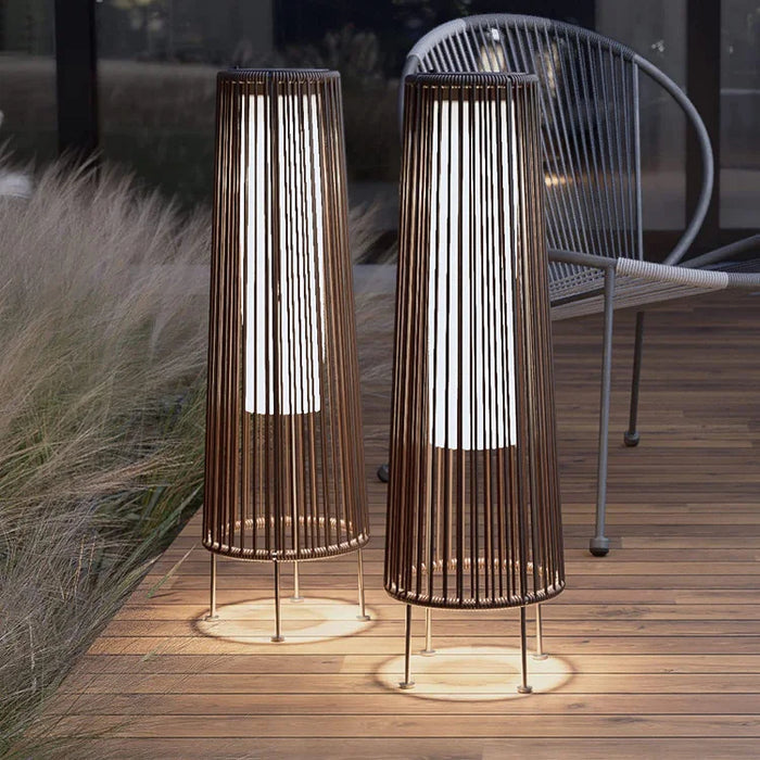 GRAND PATIO 2PCS GORDES Solar-powered Woven Wicker Floor Lamp.