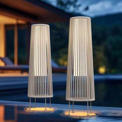 GRAND PATIO 2PCS GORDES Solar-powered Woven Wicker Floor Lamp.