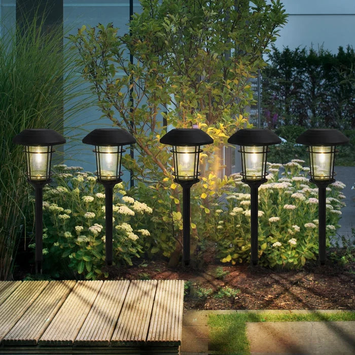 Grand Patio Cast Solar Powered Aluminum Glass Light Set Of 5