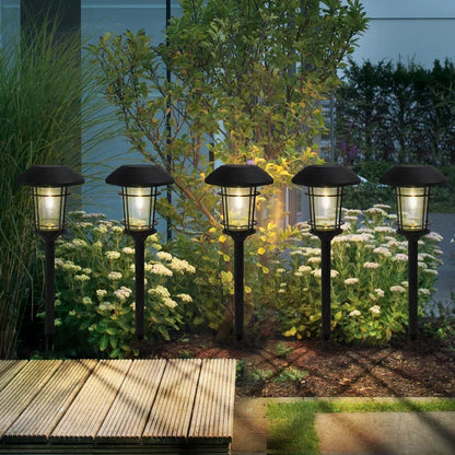Grand Patio Cast Solar Powered Aluminum Glass Light Set Of 5