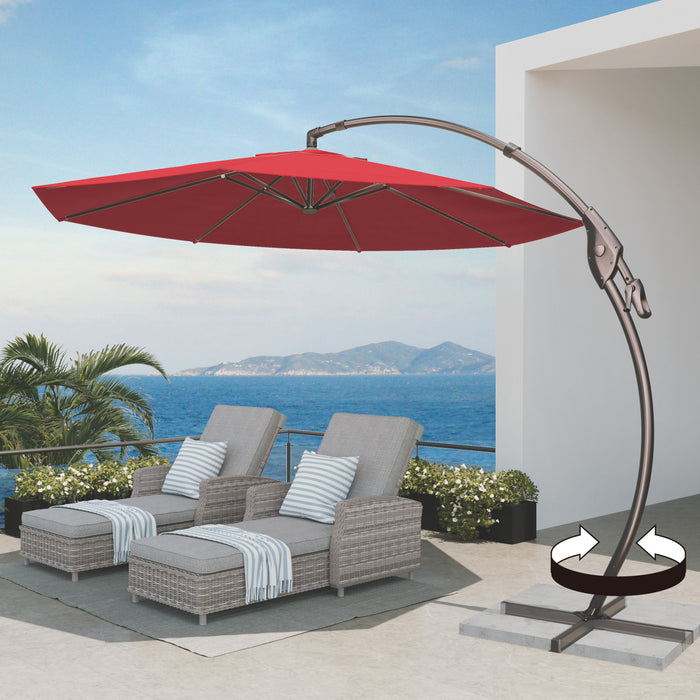 GRAND PATIO Napoli 11 FT Cantilever Offset Umbrella with 360° Rotation.