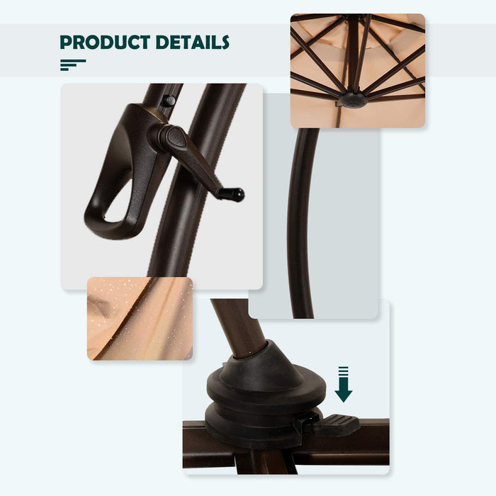 GRAND PATIO Napoli 11 FT Cantilever Offset Umbrella with 360° Rotation.