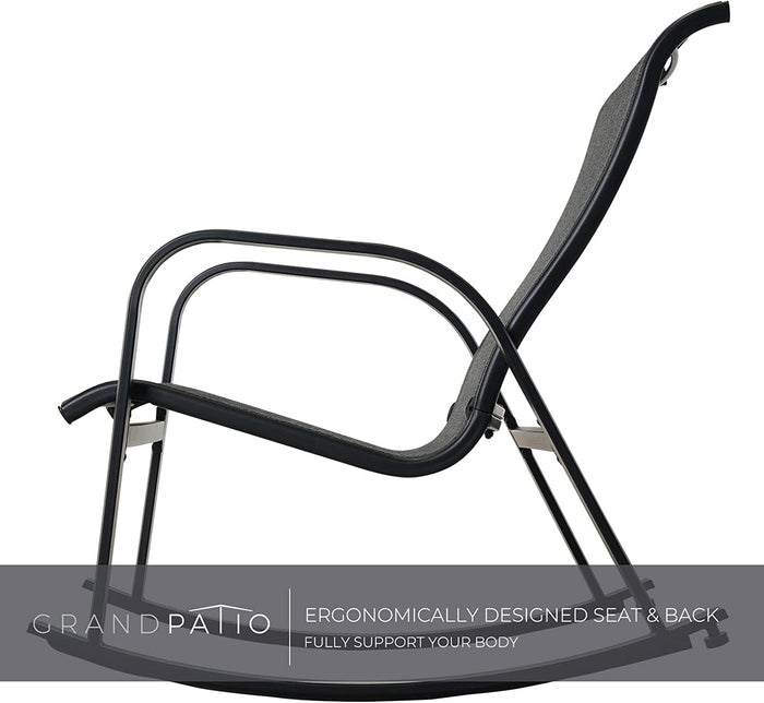 Ergonomically designed chair with text on a white background