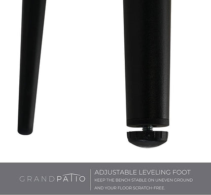 Adjustable leveling foot of a GRAND PATIO bench, ensuring stability on uneven surfaces and protecting floors from scratches.