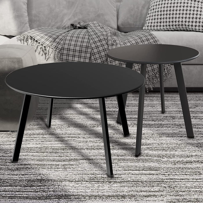 GRAND PATIO Round Steel Patio Coffee Table 2PC Weather Resistant Nesting Tables.