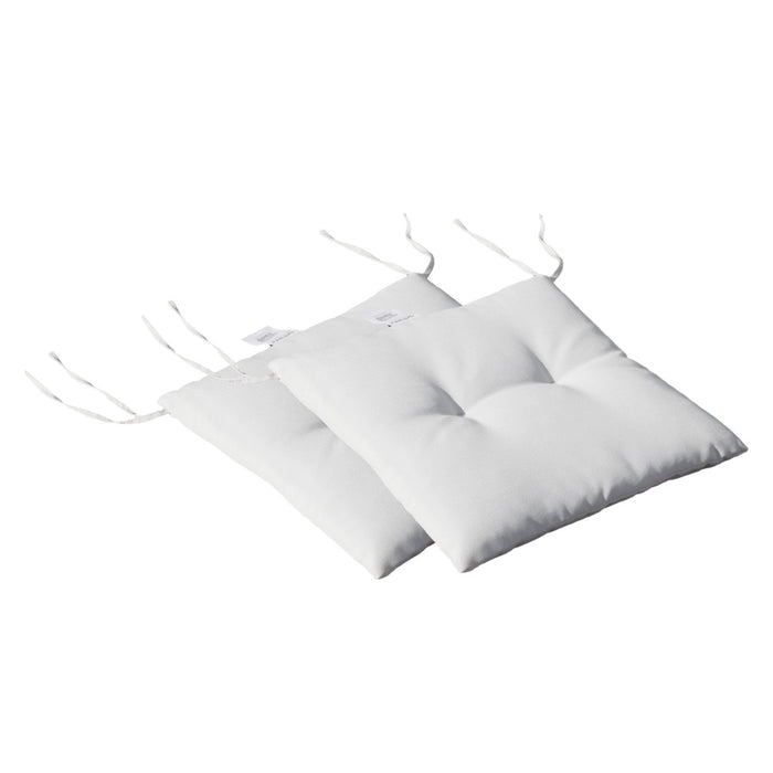 Three white seat cushions on a white background
