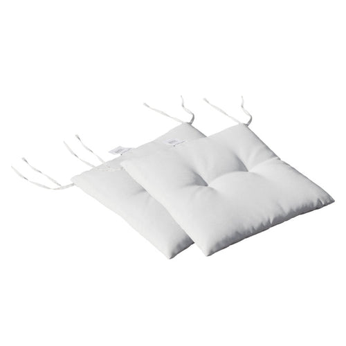Three white seat cushions on a white background