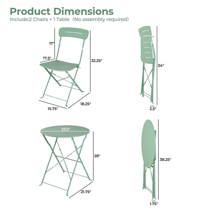 Dimensions of two chairs and a table on a white background