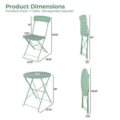 Dimensions of two chairs and a table on a white background