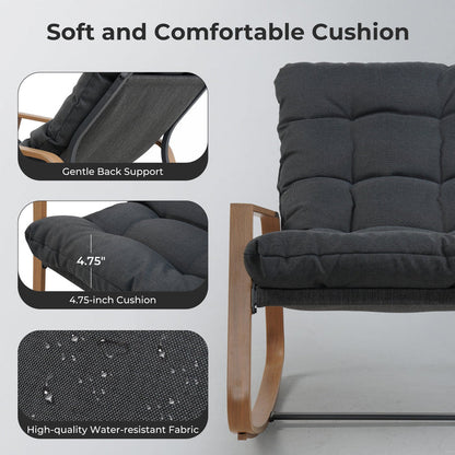 GRANDPATIO Outdoor Modern Rocking Chair with Water-Resistant Fabric & Walnut-Finish Legs.