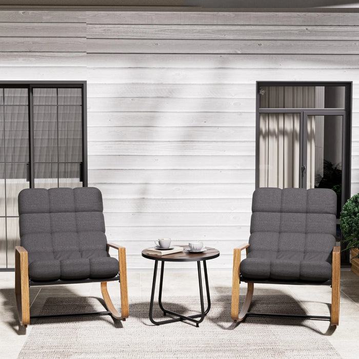 GRANDPATIO Outdoor Modern Rocking Chair with Water-Resistant Fabric & Walnut-Finish Legs.