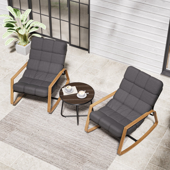 GRANDPATIO Outdoor Modern Rocking Chair with Water-Resistant Fabric & Walnut-Finish Legs.