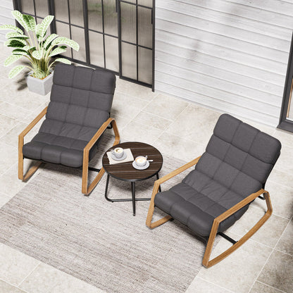 GRANDPATIO Outdoor Modern Rocking Chair with Water-Resistant Fabric & Walnut-Finish Legs.