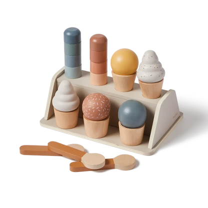 Ice Cream Set, 22 pcs, Handpainted PLAY ice-cream-set-multicolors-natural-wood  flexa-com.myshopify.com