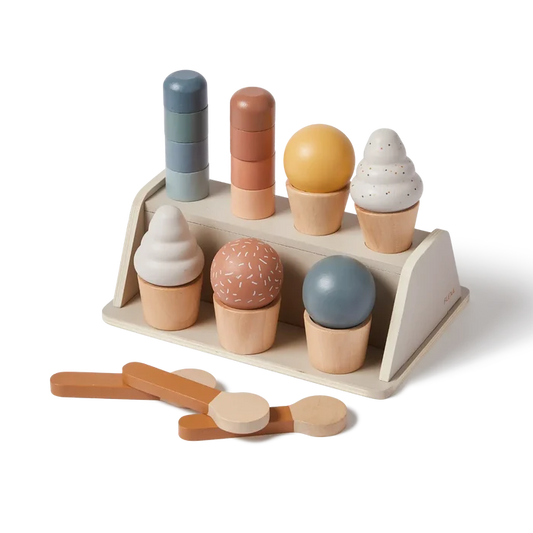 Ice Cream Set, 22 pcs, Handpainted PLAY ice-cream-set-multicolors-natural-wood  flexa-com.myshopify.com