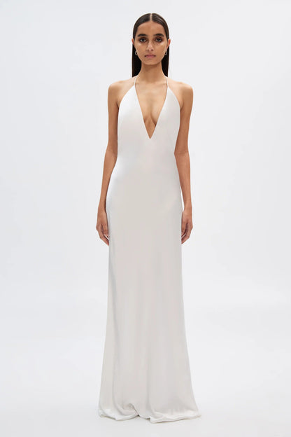 Misha Honor Satin Maxi Dress - Ivory