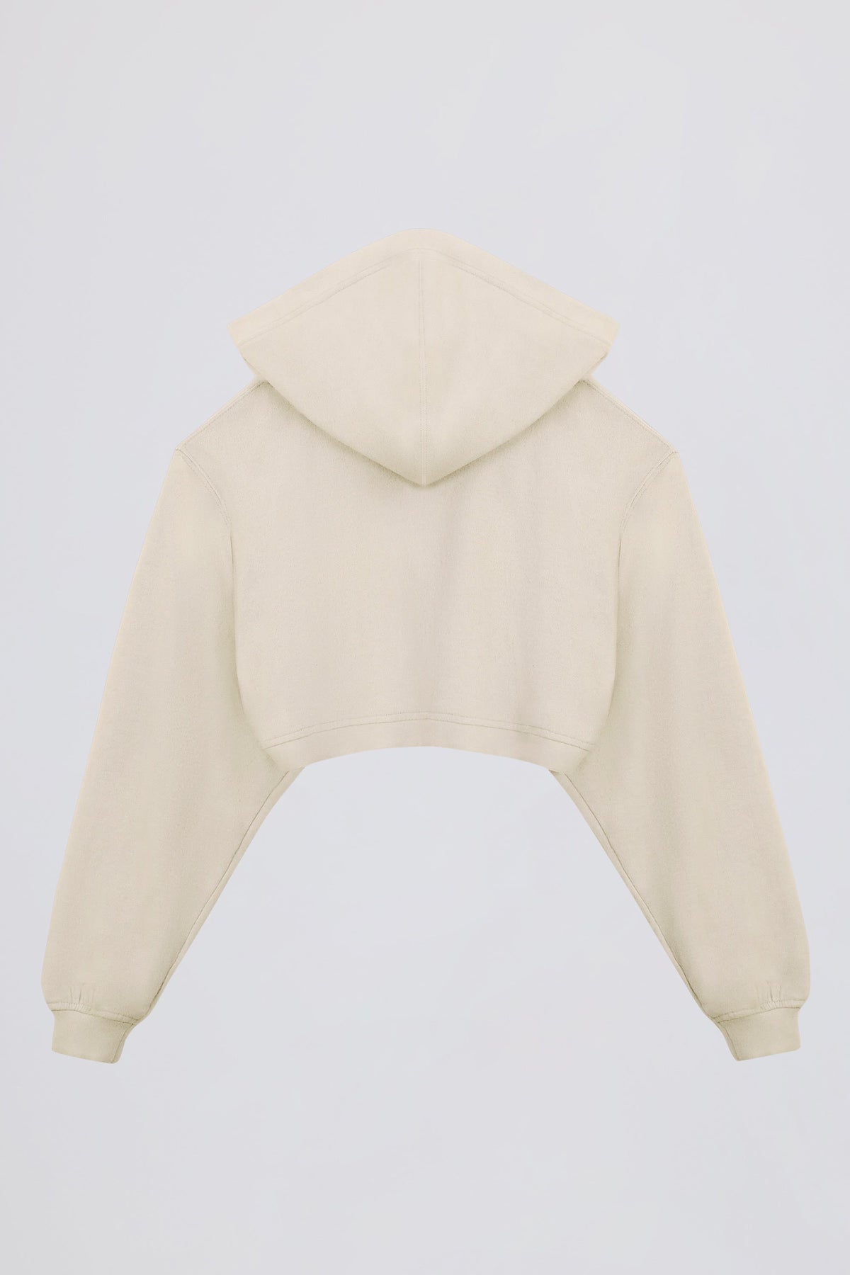 Brushed Jersey Hooded Cropped Shrug in Ecru