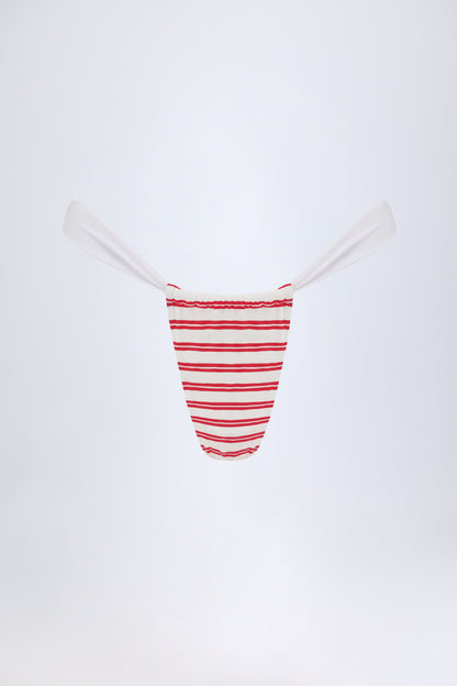 Ruched Cheeky Bikini Bottoms in Cherry Red