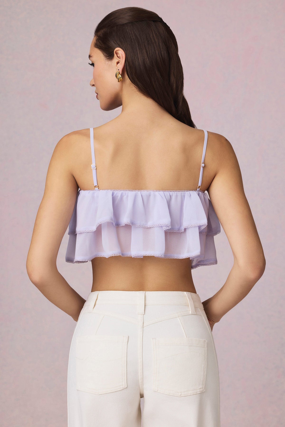 Ruffled Cropped Camisole Top in Lilac