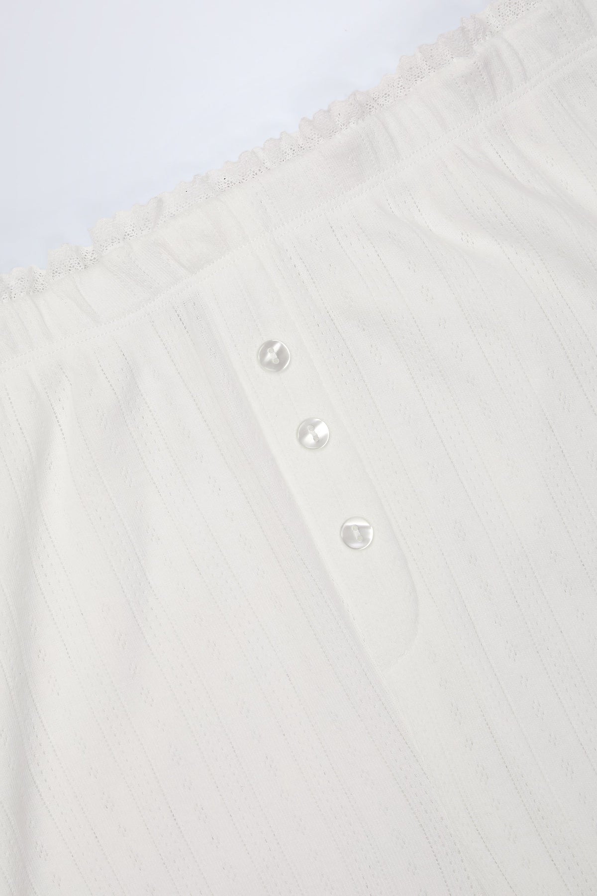 Pointelle Mid-Rise Straight-Leg Trousers in White