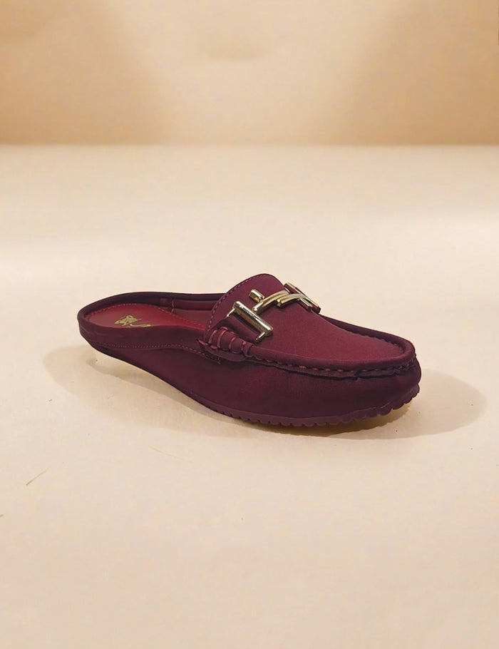 Maroon Back Open Pumps
