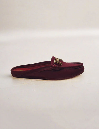 Maroon Back Open Pumps