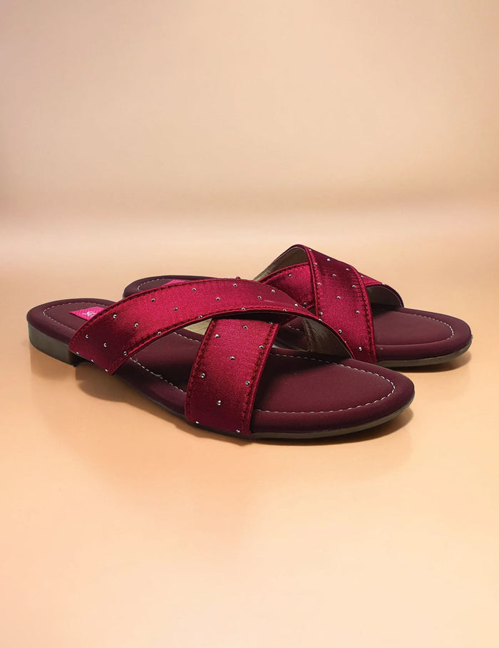 Maroon | Flat Slippers for women