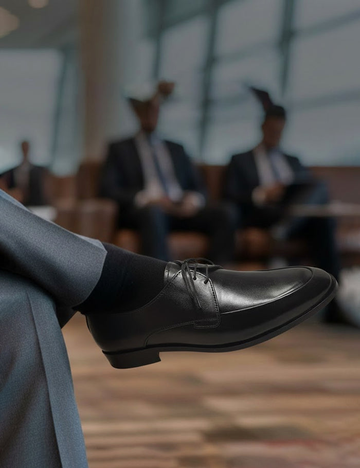 Men's Black Polished Leather Shoes