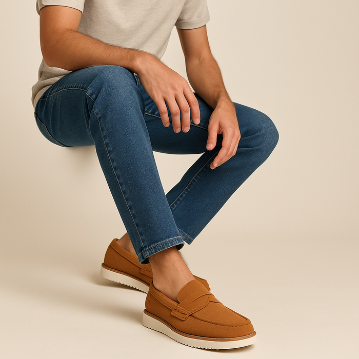 Mustard Suede Leather Loafers