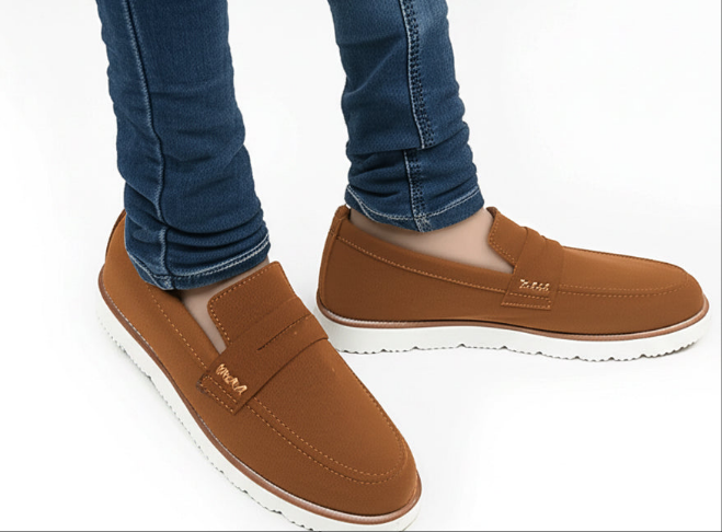 Mustard Suede Leather Loafers