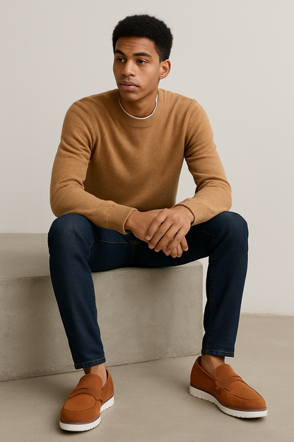 Mustard Suede Leather Loafers
