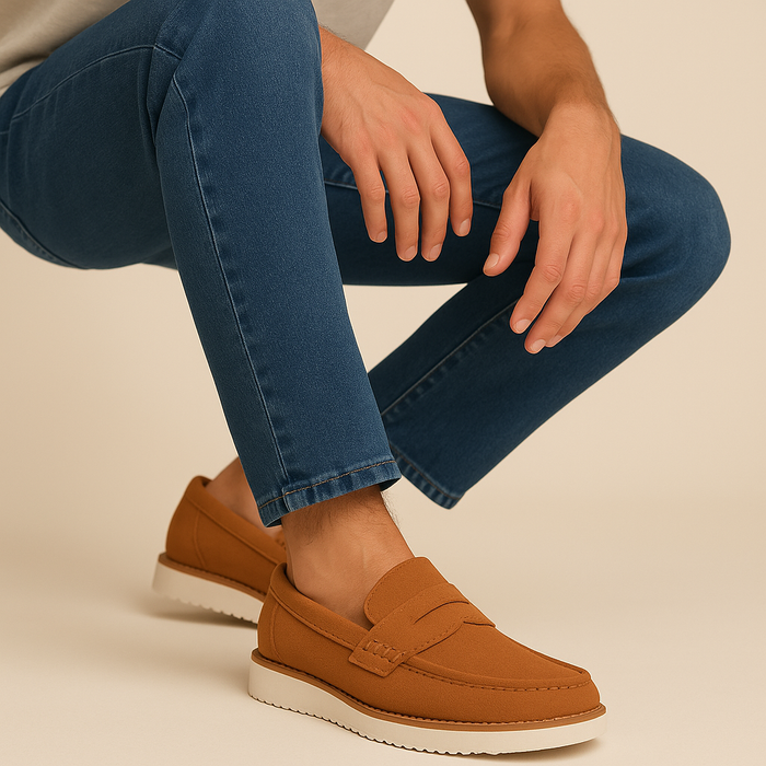 Mustard Suede Leather Loafers