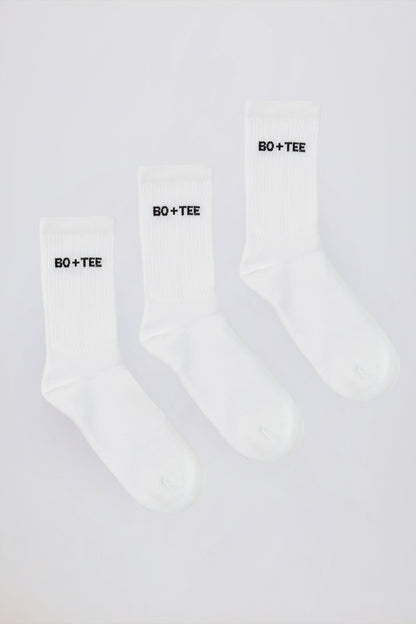 Ribbed Crew Sock Bundle in White