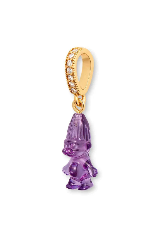 Norwegian Lucky Troll Translucent Pendant, Pave Gold Connector