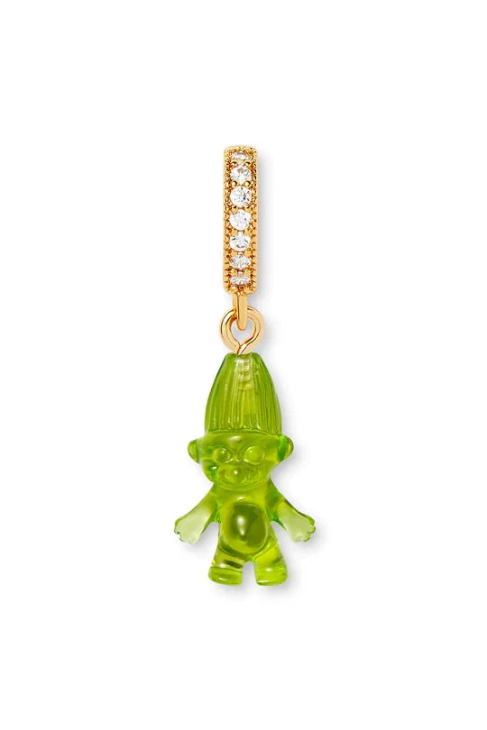 Norwegian Lucky Troll Translucent Pendant, Pave Gold Connector