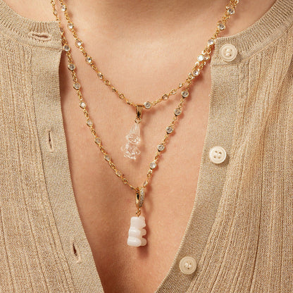 Nostalgia Bear Glitter Pendant, Crystal Connector
