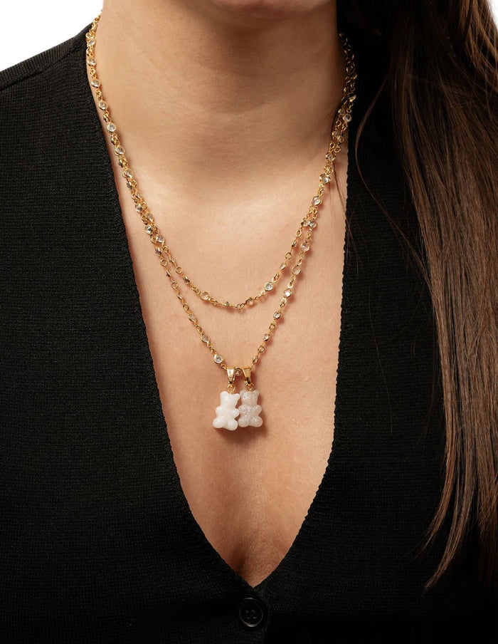 Nostalgia Bear Glitter Pendant, Gold Connector