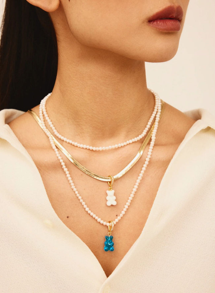 Nostalgia Bear Glossy Pendant, Crystal Gold Connector