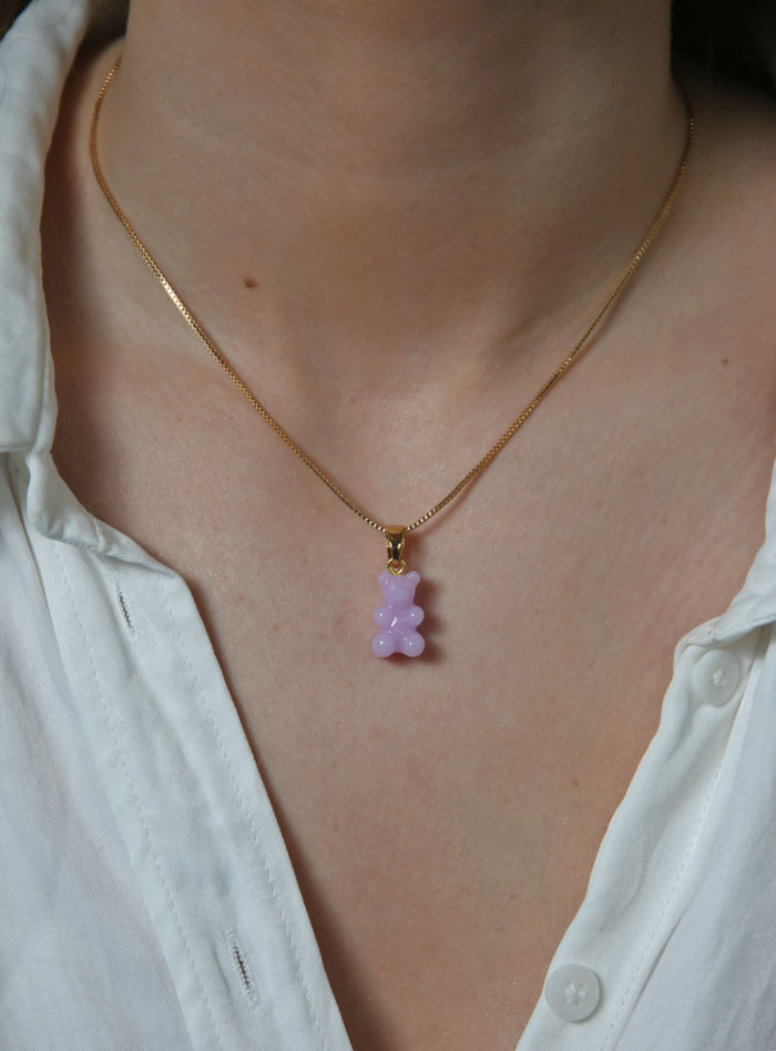 Nostalgia Bear Glossy Pendant, Gold Connector