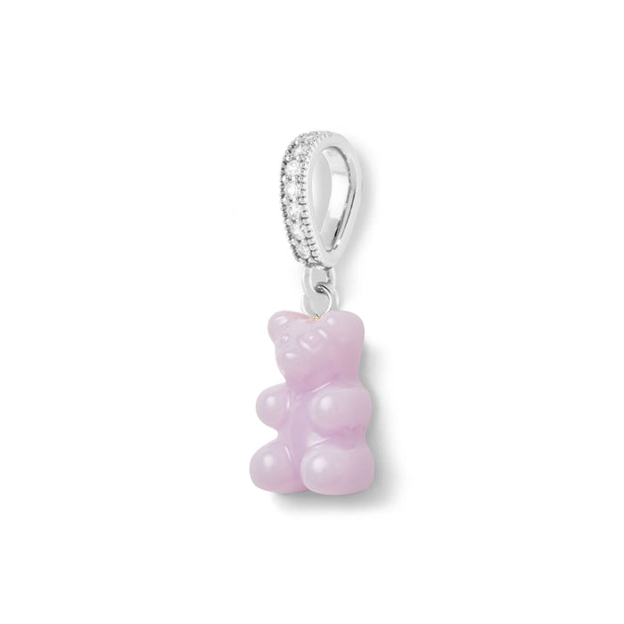 Nostalgia Bear Glossy Pendant, Pave Silver Connector