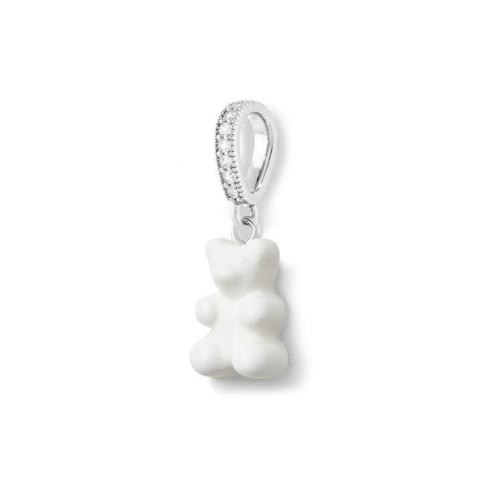 Nostalgia Bear Glossy Pendant, Pave Silver Connector