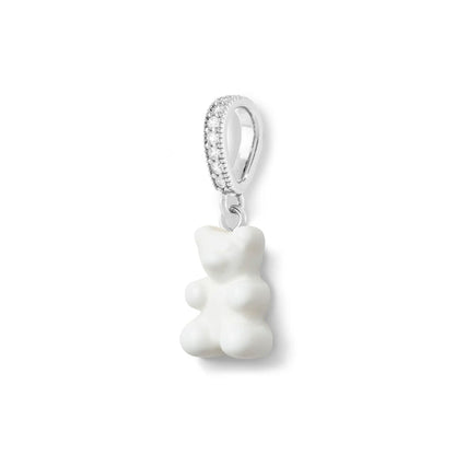 Nostalgia Bear Glossy Pendant, Pave Silver Connector
