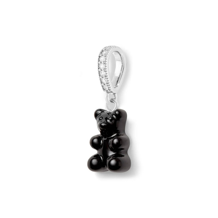 Nostalgia Bear Glossy Pendant, Pave Silver Connector