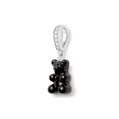 Nostalgia Bear Glossy Pendant, Pave Silver Connector