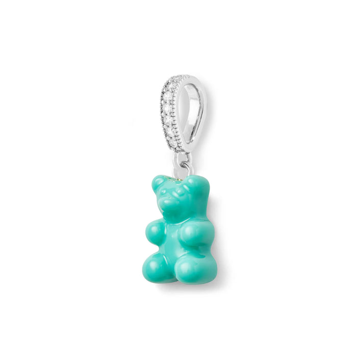 Nostalgia Bear Glossy Pendant, Pave Silver Connector