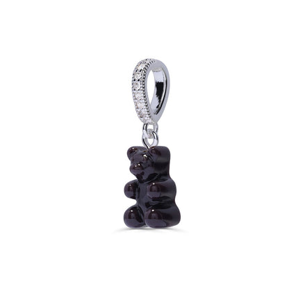 Nostalgia Bear Glossy Pendant, Pave Silver Connector